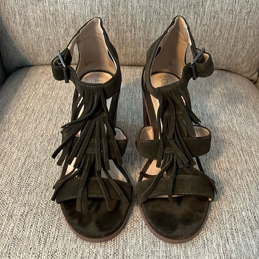 WORN ONCE! Sole Society Suede Fringe Wedges